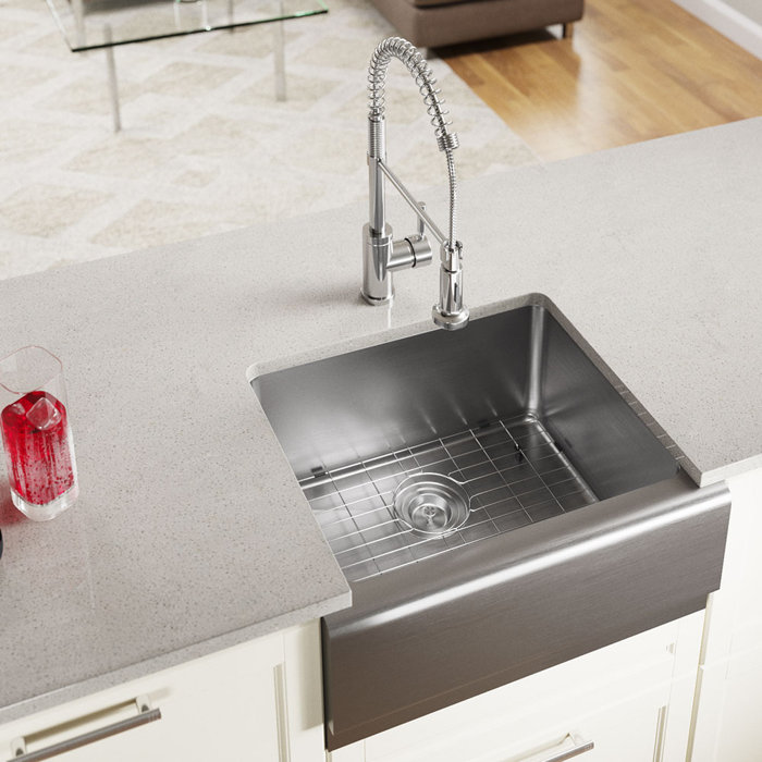 MRDirect Stainless Steel 24" x 20" Single Basin Farmhouse/Apron Kitchen Sink With Additional